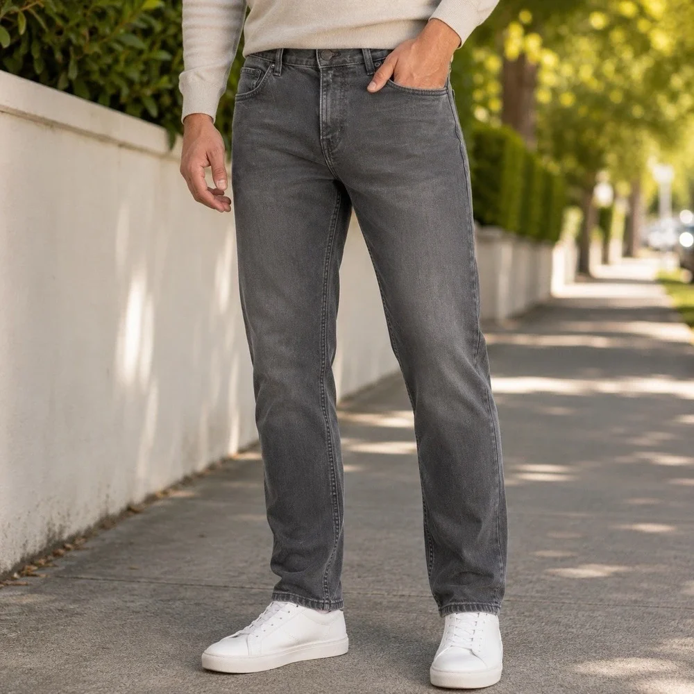 Banana Republic Slim Dark Gray Jeans Capsule Comfort Preppy Chic Minimalist 33